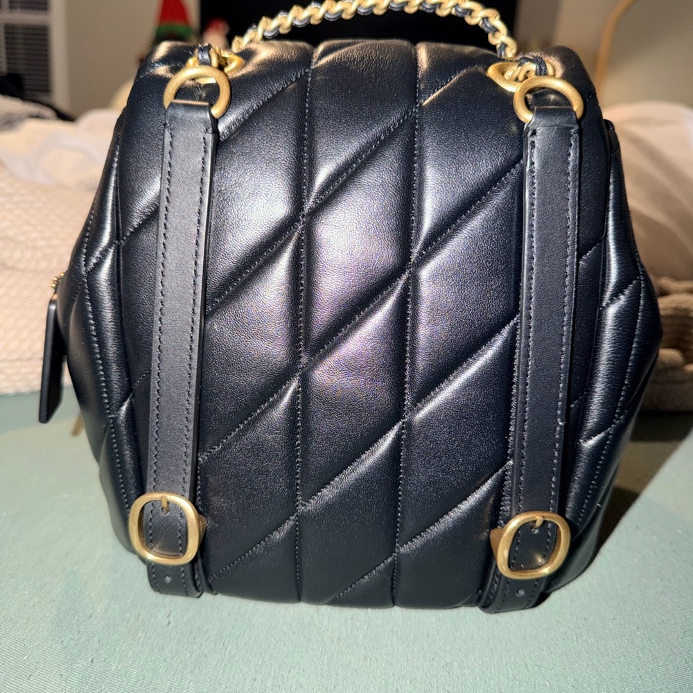 Coach Black Quilted Tabby Leather Backpack - Picture 2 of 6